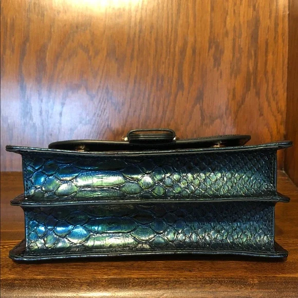 NWT-Brahmin-Small Hallie-Evergreen Kalopsia-TopHandle Satchel-SnakeEmbossed-$375 - Picture 8 of 16